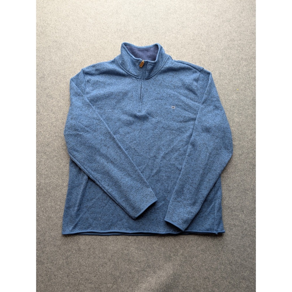 Crown & Ivy Men XL Blue Marled Heathered 1/4 Zip Pullover Fleece Sweater Jacket